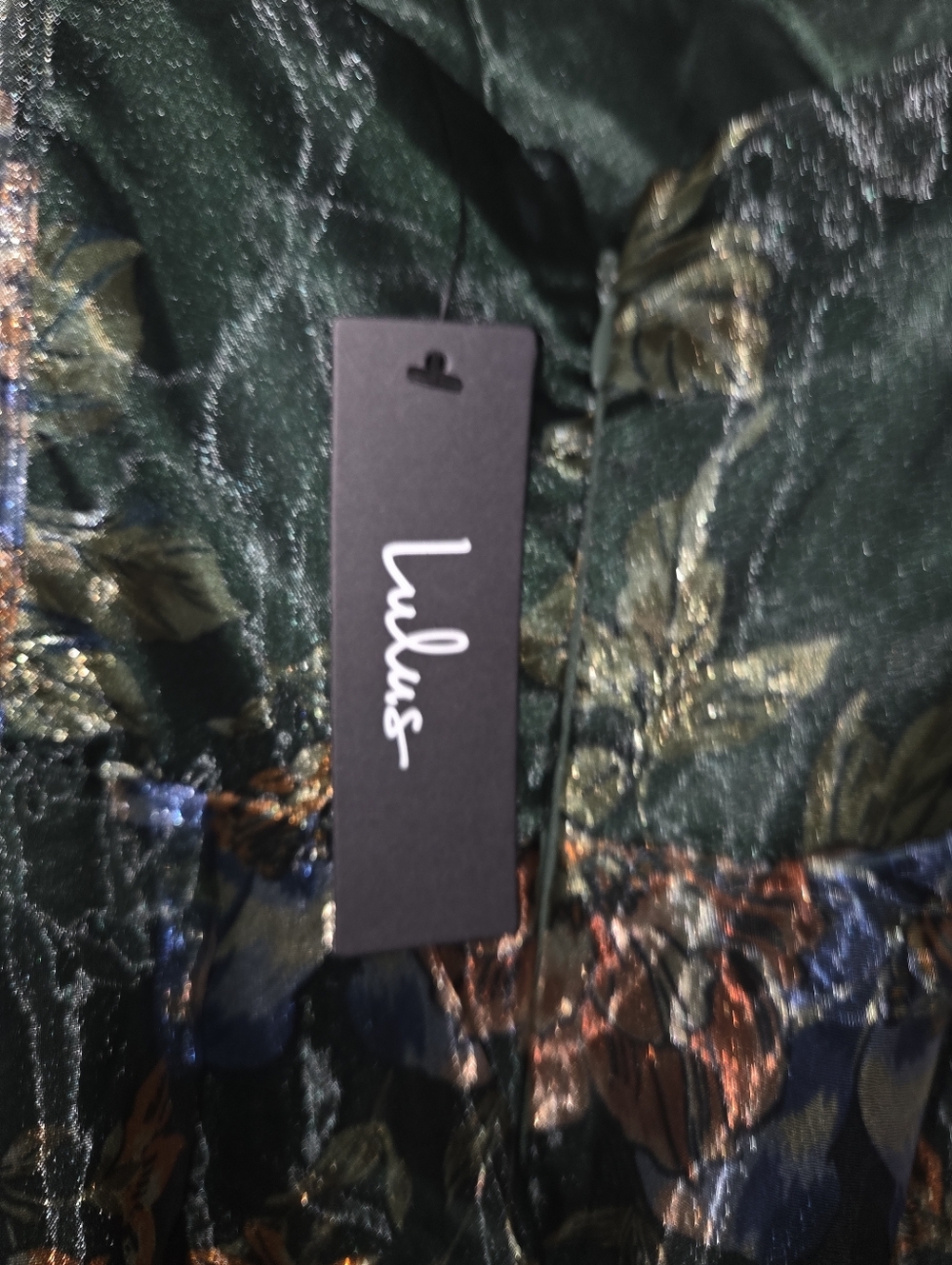 Lulu's Green Floral Maxi Dress with Blue and Brown Accents - Picture 11 of 12